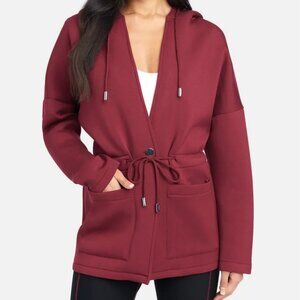 NWT Bebe Women's Cranberry Cinched Waist Hooded Jacket Size XL